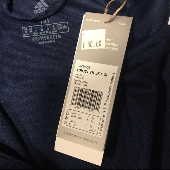 Brand new NWT adidas navy blue tracksuit ladies small pants and medium jacket. - Picture 6 of 9